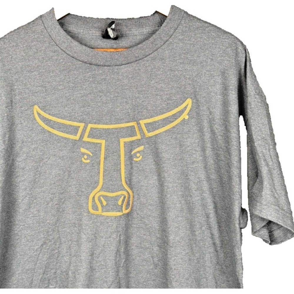 Hanes Men XL T Shirt Beefy-T Longhorns Bull Graphic Tee Charcoal Grey